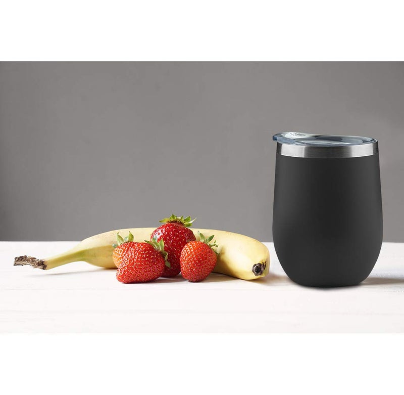 MEWAY Stemless 12oz Wine Tumbler Glasses with Lid -Insulated Double Wall Vacuum Stainless Steel Travel Tumbler with Straw,for Woman Under 10 dollars(Black,1) - Image 5
